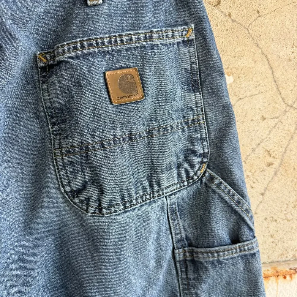 Y2K Carhartt Carpenter Jeans 36x30 Baggy Dunagree Fit Med‎ Wash Distressed Denim